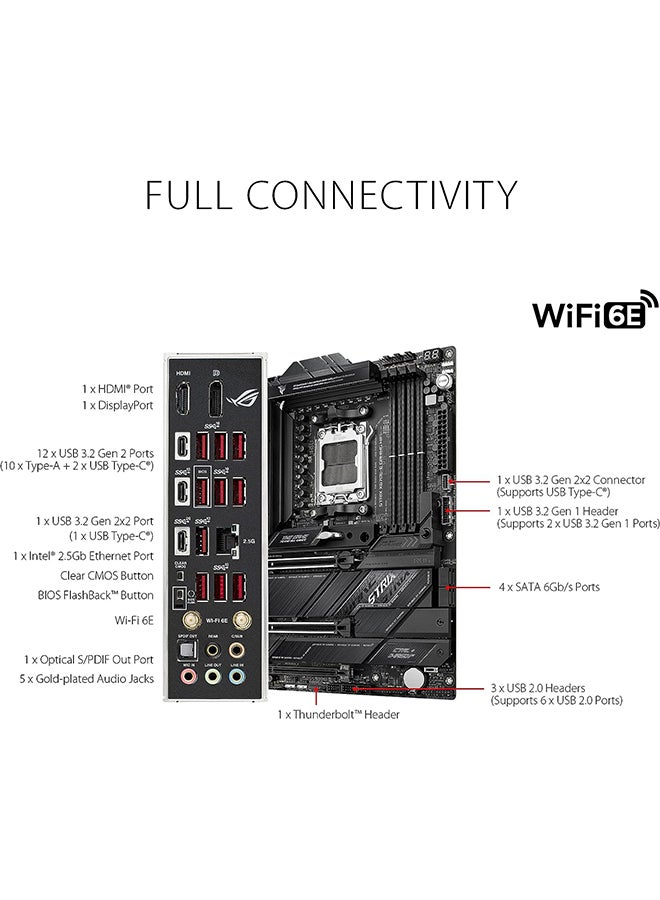 ASUS ROG STRIX X670E-E GAMING WIFI ATX Motherboard, AMD X670 Chipset, AM5 Socket, Intel 2.5 Gb Ethernet, 4xDual Channel DDR5-6400, 128GB Max Memory, 4xSATA 6Gb/s, PCIe 5.0, HDMI/DP | 90MB1BR0-M0EAY0 Black - Image 5
