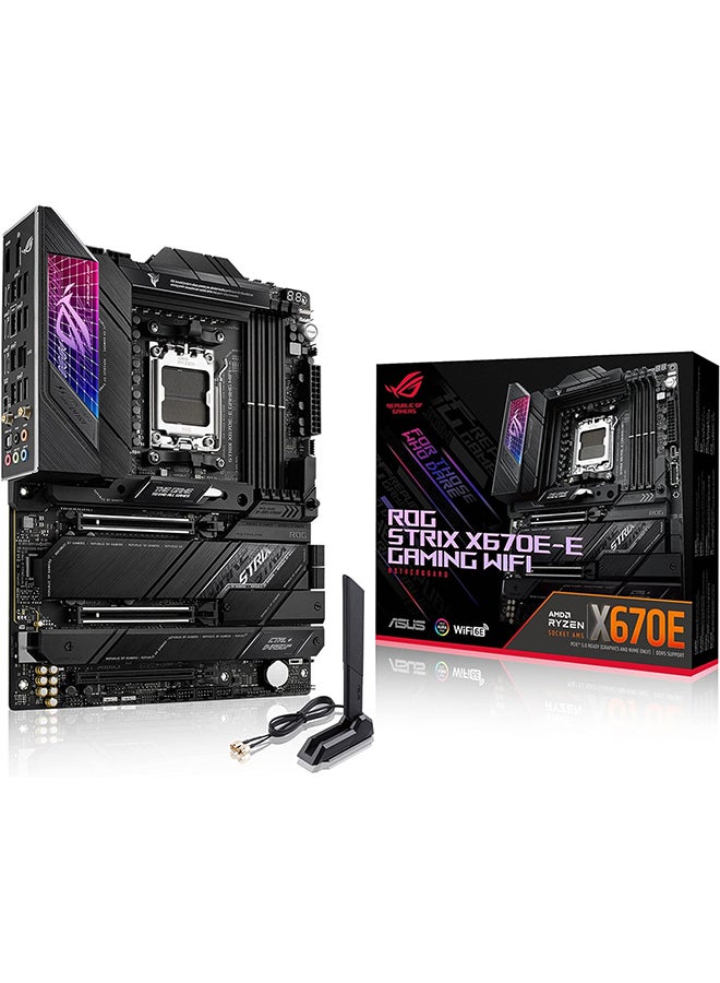 ASUS ROG STRIX X670E-E GAMING WIFI ATX Motherboard, AMD X670 Chipset, AM5 Socket, Intel 2.5 Gb Ethernet, 4xDual Channel DDR5-6400, 128GB Max Memory, 4xSATA 6Gb/s, PCIe 5.0, HDMI/DP | 90MB1BR0-M0EAY0 Black