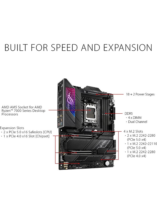 ASUS ROG STRIX X670E-E GAMING WIFI ATX Motherboard, AMD X670 Chipset, AM5 Socket, Intel 2.5 Gb Ethernet, 4xDual Channel DDR5-6400, 128GB Max Memory, 4xSATA 6Gb/s, PCIe 5.0, HDMI/DP | 90MB1BR0-M0EAY0 Black - Image 2