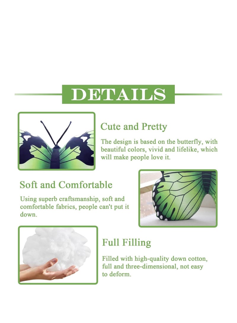 SYOSI وسادة رمي على شكل فراشة، وسادة احتضان فراشة صناعية، زخرفة حشرات محاكاة، لعبة فرو فراشة، دمية فراشة، وسادة أريكة، ديكور غرفة، وسادة Props تصوير، لهدايا عيد الميلاد 16×12 بوصة - Image 3