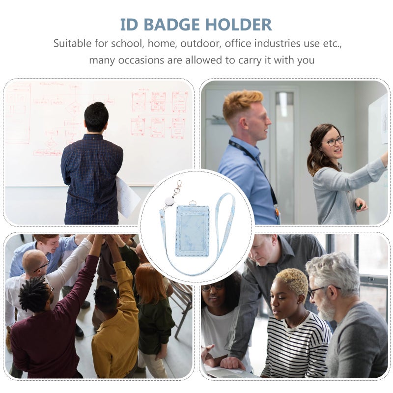 1 Set Badge Holder Retractable ID Card Holder Hanging Badge Reel Water-resistant Card Cover - Image 2