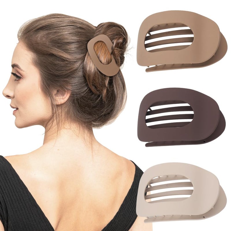 Large Hair Claw Clips 3.74 Inch Matte Multicolor - Sturdy Lightweight Comfortable Wear Flat Round Hair Clips for Thick Curly Thin Hair for Women Ladies Daily Yoga Parties Beach Office Use - Image 1