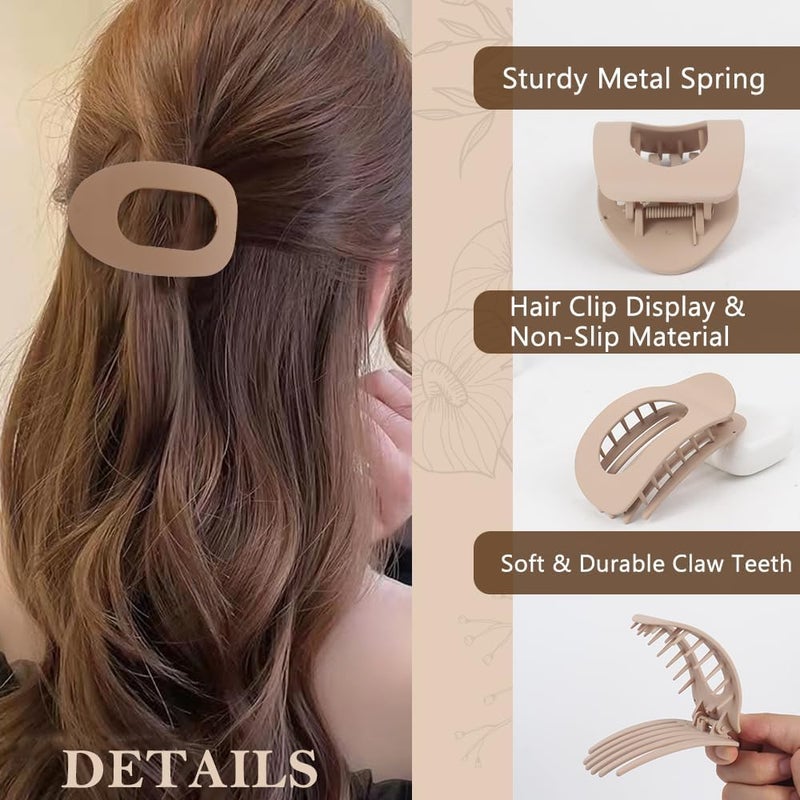 Large Hair Claw Clips 3.74 Inch Matte Multicolor - Sturdy Lightweight Comfortable Wear Flat Round Hair Clips for Thick Curly Thin Hair for Women Ladies Daily Yoga Parties Beach Office Use - Image 4