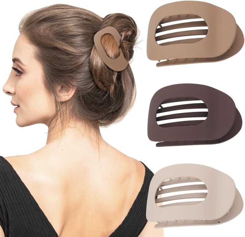 Large Hair Claw Clips 3.74 Inch Matte Multicolor - Sturdy Lightweight Comfortable Wear Flat Round Hair Clips for Thick Curly Thin Hair for Women Ladies Daily Yoga Parties Beach Office Use - Image 2