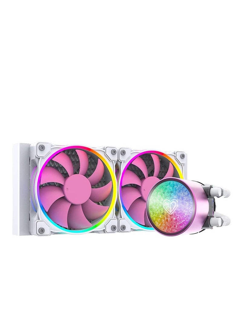 ID-COOLING PINKFLOW 240 DIAMOND EDITION CPU Water Cooler 5V ARGB AIO Cooler 240mm CPU Liquid Cooler 2X120mm RGB Fan, Intel 115X/1200/2066, AMD AM4/AM5 - Image 1