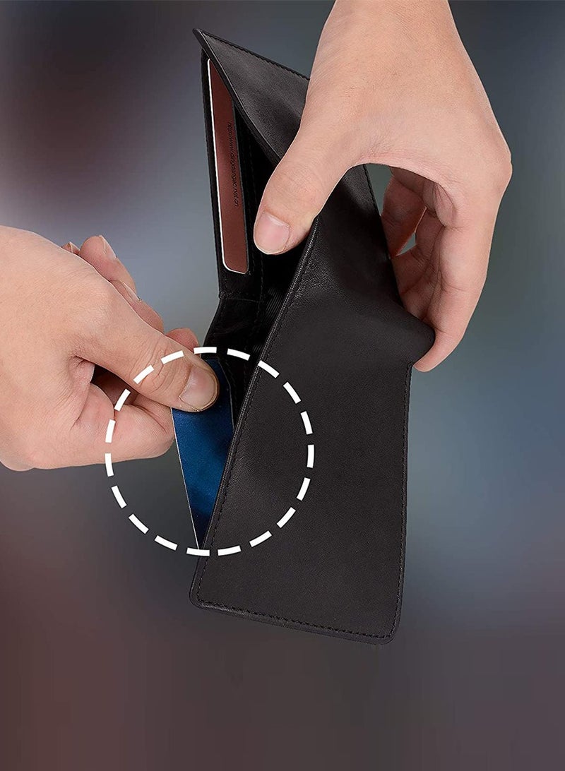 SYOSI محفظة نحيفة للرجال بجيوب أمامية ذكية بتقنية RFID محفظة جلدية بسيطة مضادة للسرقة ومضادة للمغناطيسية بحجم متوسط لحمل بطاقات الهوية والبنك هدية للرجال باللون الأسود - Image 4
