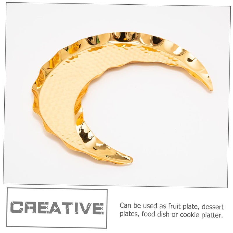 Golden Metal Moon Shape Snack Dish Plate for Fruits Desserts Jewelry Party - Image 4
