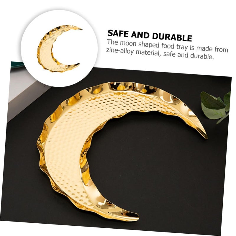 Golden Metal Moon Shape Snack Dish Plate for Fruits Desserts Jewelry Party - Image 3
