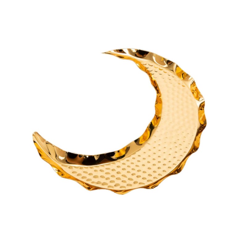 Golden Metal Moon Shape Snack Dish Plate for Fruits Desserts Jewelry Party - Image 2