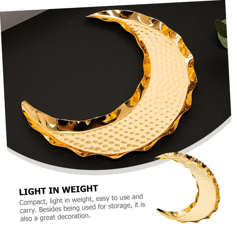 Golden Metal Moon Shape Snack Dish Plate for Fruits Desserts Jewelry Party - Image 5