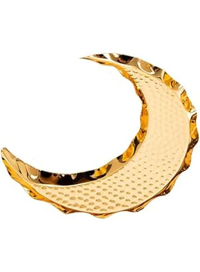 Golden Metal Moon Shape Snack Dish Plate for Fruits Desserts Jewelry Party - Image 1