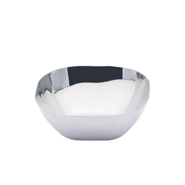Ramson Ramson Stainless Steel Dinner Set 5pcs, Square | 1 Thali Plate, 1 Bowl, 1 Pudding, 1 Spoon, 1 Glass | Steel Lunch Thali Set - Ring Design  - Image 4