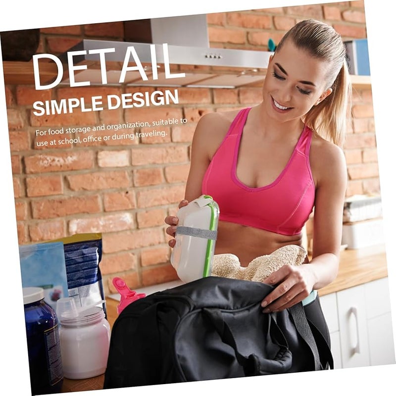 6 Pcs Elastic Lunch Box Straps Grey Practical Bands For School Work Travel - Image 4