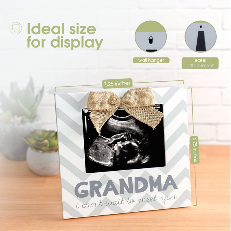 Pearhead Grandma Pregnancy Announcement Sonogram Picture Frame, Ultrasound Photo Frame for New Grandparents, Ideal Pregnancy Reveal Keepsake for Grandmothers, 4x5 Photo Insert, Chevron Gray - Image 3