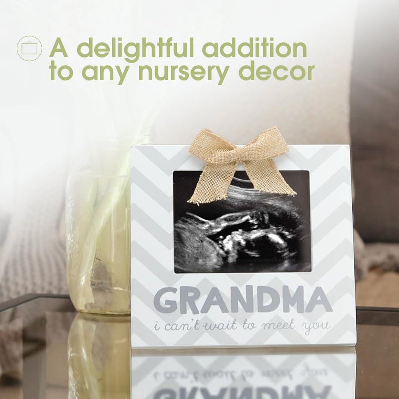 Pearhead Grandma Pregnancy Announcement Sonogram Picture Frame, Ultrasound Photo Frame for New Grandparents, Ideal Pregnancy Reveal Keepsake for Grandmothers, 4x5 Photo Insert, Chevron Gray - Image 2