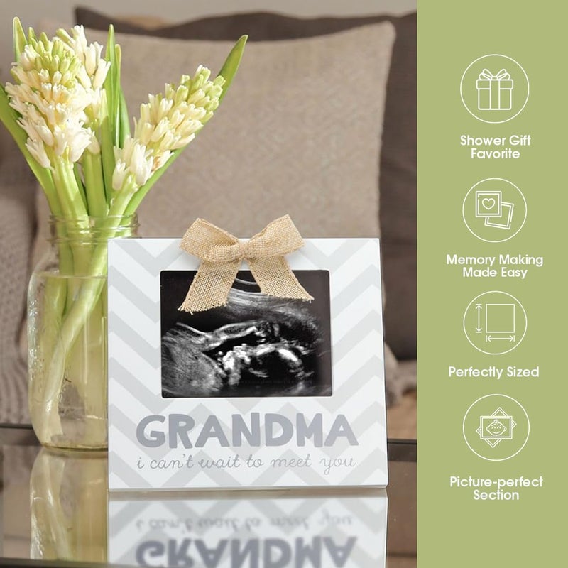 Pearhead Grandma Pregnancy Announcement Sonogram Picture Frame, Ultrasound Photo Frame for New Grandparents, Ideal Pregnancy Reveal Keepsake for Grandmothers, 4x5 Photo Insert, Chevron Gray - Image 4