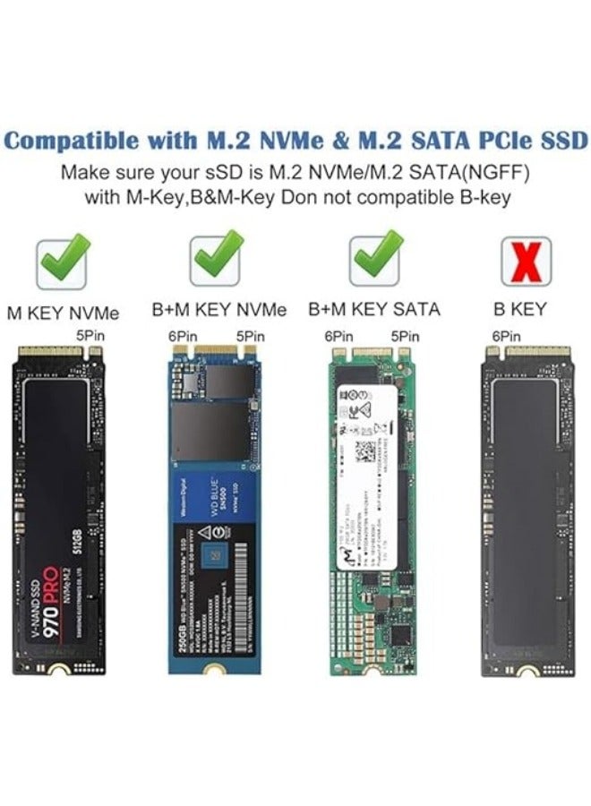 M.2 NVMe SSD Enclosure, M.2 SSD Enclosure,10GBPS Multifunction USB3.2 Gen2 PCI Solid State Drive, Enclosure for NVMe SATA for Windows for Linux for OS X - Image 2