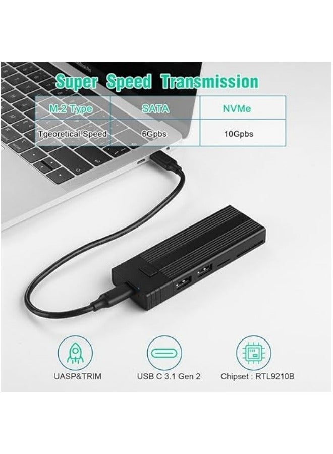 M.2 NVMe SSD Enclosure, M.2 SSD Enclosure,10GBPS Multifunction USB3.2 Gen2 PCI Solid State Drive, Enclosure for NVMe SATA for Windows for Linux for OS X - Image 4