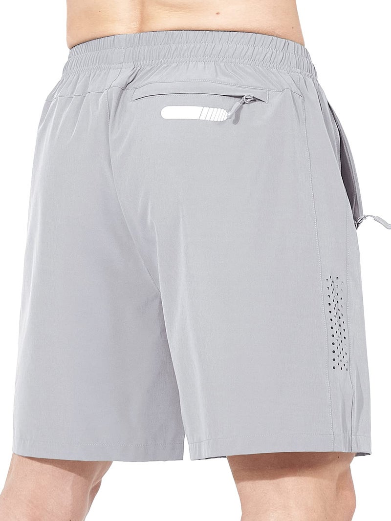 NORTHYARD Men's Athletic Running Shorts Gym Workout Shorts 7"/ 9"/ 5" Quick Dry Lightweight Sports Basketball Exercise Tennis Exercise Grey L - Image 3