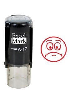 ExcelMark Frown Face Excelmark Selfinking Round Teacher Stamp Red Ink  - Image 2
