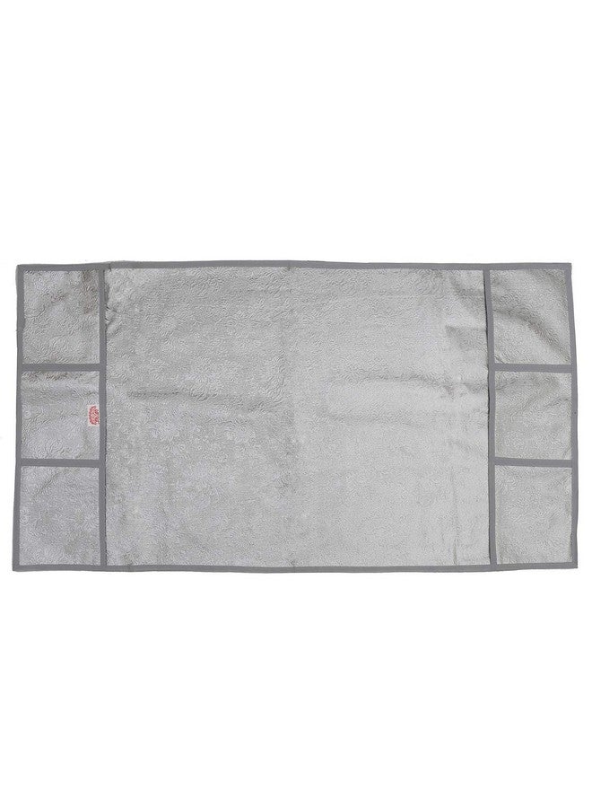 Kuber Industries Floral Print Fridge Cover With Side Pockets|Fridge Top Cover|Refrigerator Cover|Washable Cotton Material|6 Utility Pockets (Gold) - Image 2