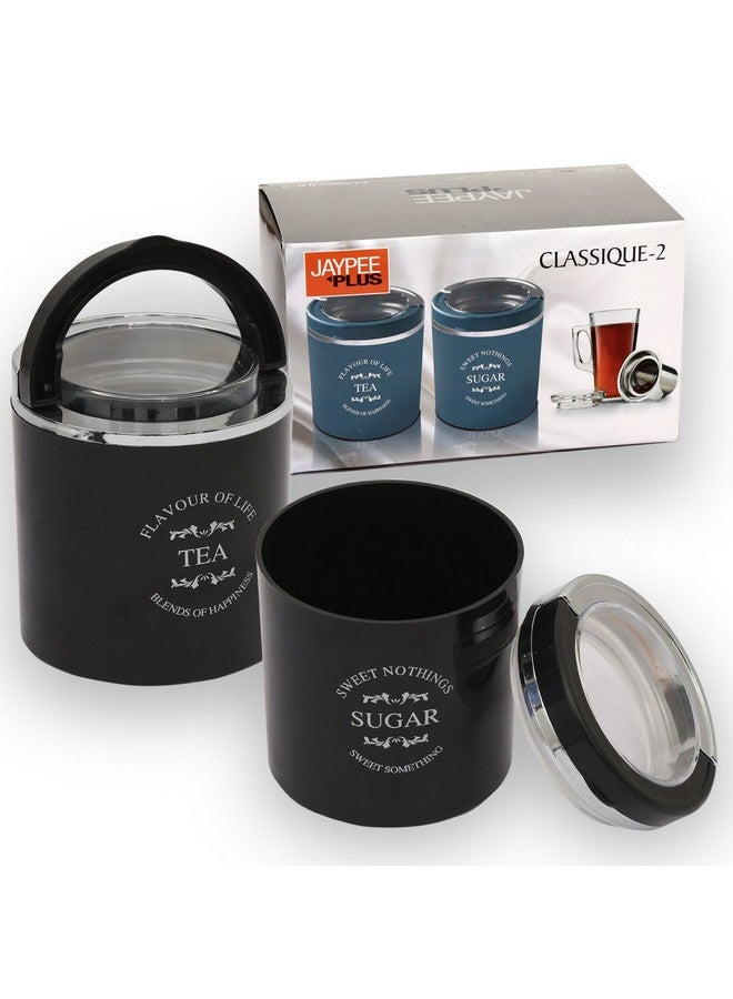 JAYPEE PLUS جايبي بلس كلاسيك 2 حاوية للشاي والسكر والقهوة | غطاء محكم | يحافظ على نضارة الشاي والقهوة | مطاط سيليكون | حاوية مطبخ | قابلة للتكديس بسهولة | تشطيب لامع | غطاء شفاف - Image 4