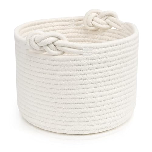 Bellar Small Rope BasketShelf Storage Baskets for OrganizingCute White Storage BasketRound Decorative Box for KidsWoven Rope Storage Snack Storage Area Decorative Boxes Aesthetic 9471 - Image 1
