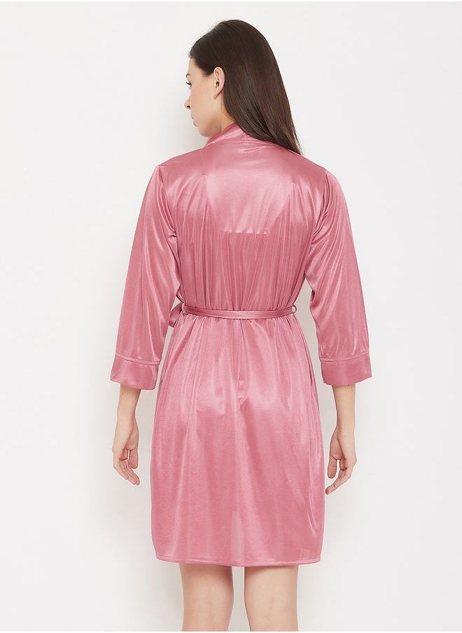 Clovia Lace Insert Slip Dress & Robe Set by Styli  - Image 4