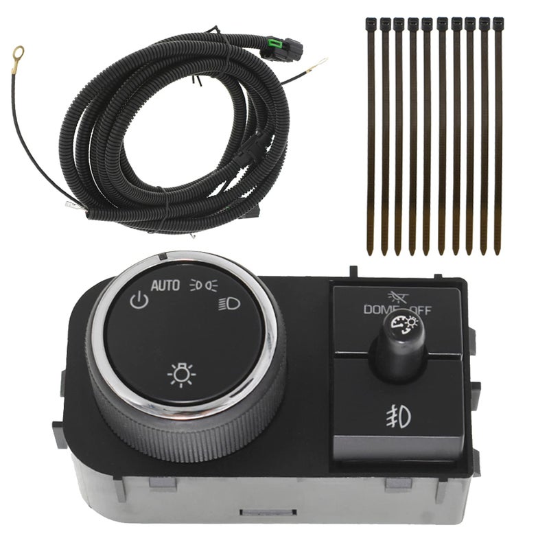 Fog Light Wiring Harness and Instrument Panel Dimmer Dome Headlamp Switch Replacement for Silverado Suburban Tahoe Sierra Yukon XL 20072013 25858705 Headlight Switch