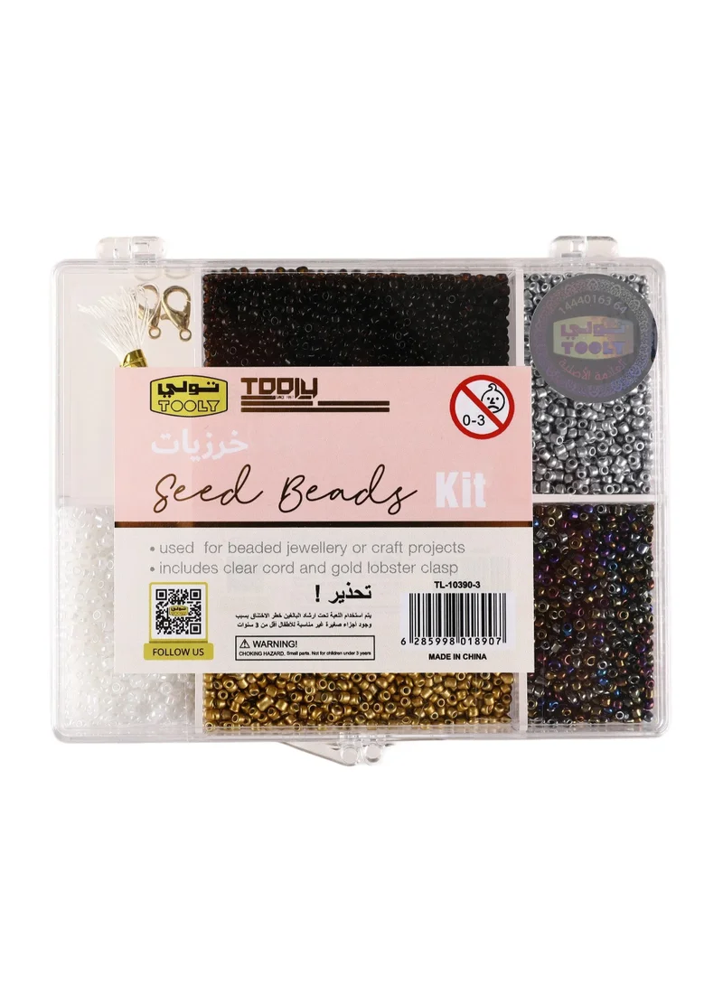 TOOLY Seed Beads Kit – Multi-Color Bead Set for Jewelry Making with Clear Cord & Gold Lobster Clasps