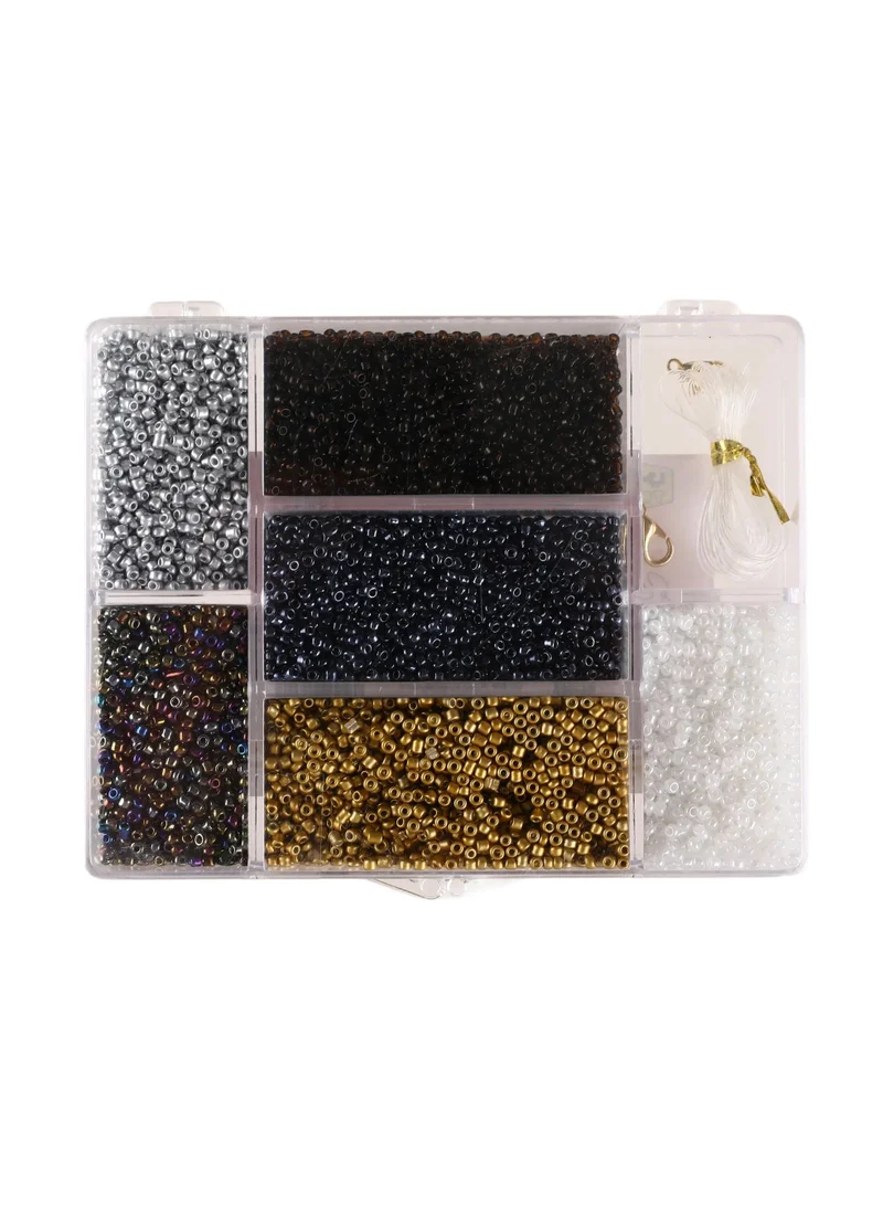 TOOLY Seed Beads Kit – Multi-Color Bead Set for Jewelry Making with Clear Cord & Gold Lobster Clasps