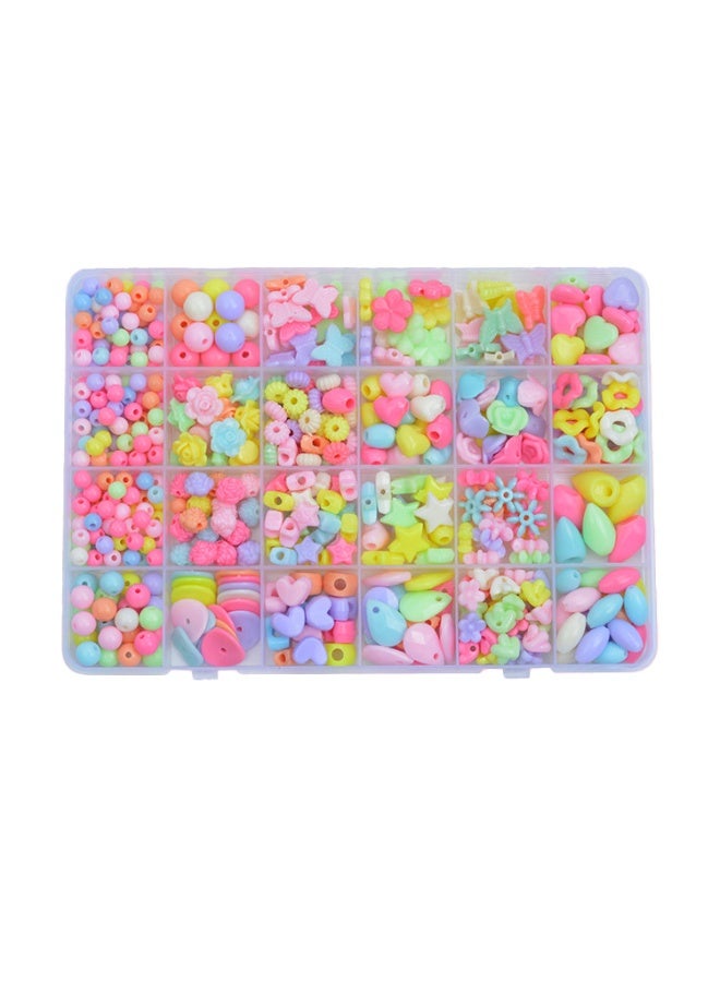 Capstro 24 Grid Acrylic Beads Jewelry Making Kit Light Candy – DIY Bead Box with Soft Pastel Candy Colors, Charms & Elastic Strings – Creative Bracelet Craft Kit Gift for Kids Age 4–10 - Image 1