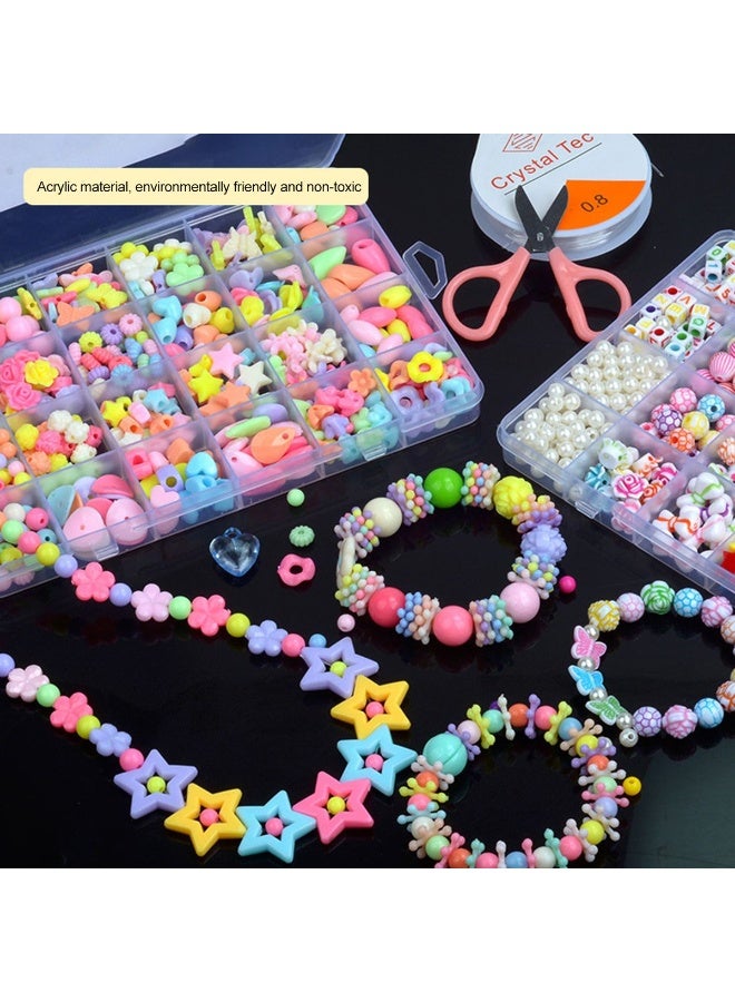 Capstro 24 Grid Acrylic Beads Jewelry Making Kit Light Candy – DIY Bead Box with Soft Pastel Candy Colors, Charms & Elastic Strings – Creative Bracelet Craft Kit Gift for Kids Age 4–10 - Image 2