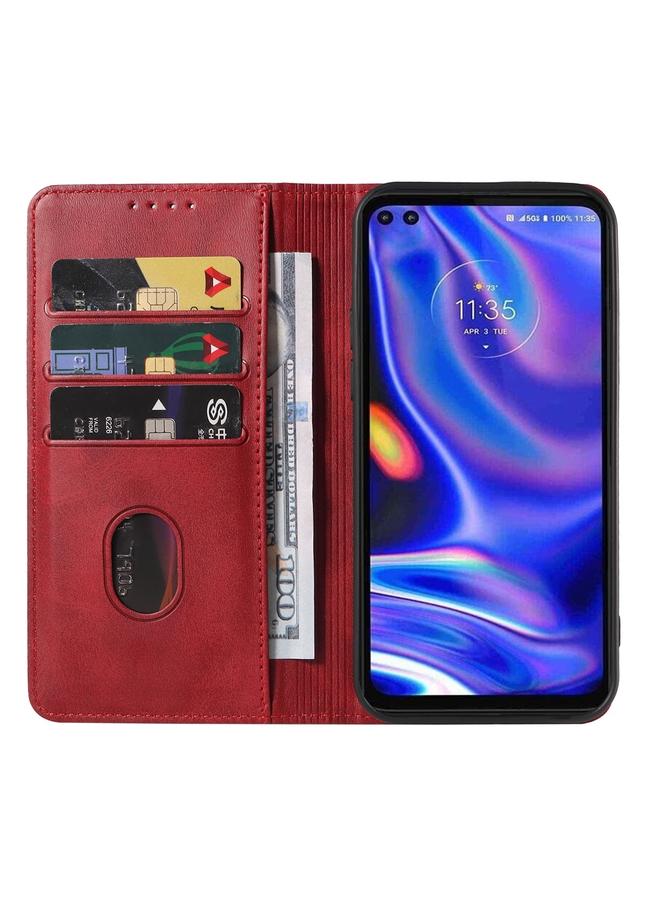 اس-توب جراب لهاتف Motorola Moto One 5G UW مصنوع من الجلد بإغلاق مغناطيسي - Image 3