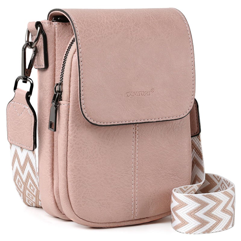 TANTOMI Small Crossbody Bags for Women, Small Purses with Card Slots Phone Purse Wide Adjustable Strap (Dusty Pink) - Image 1