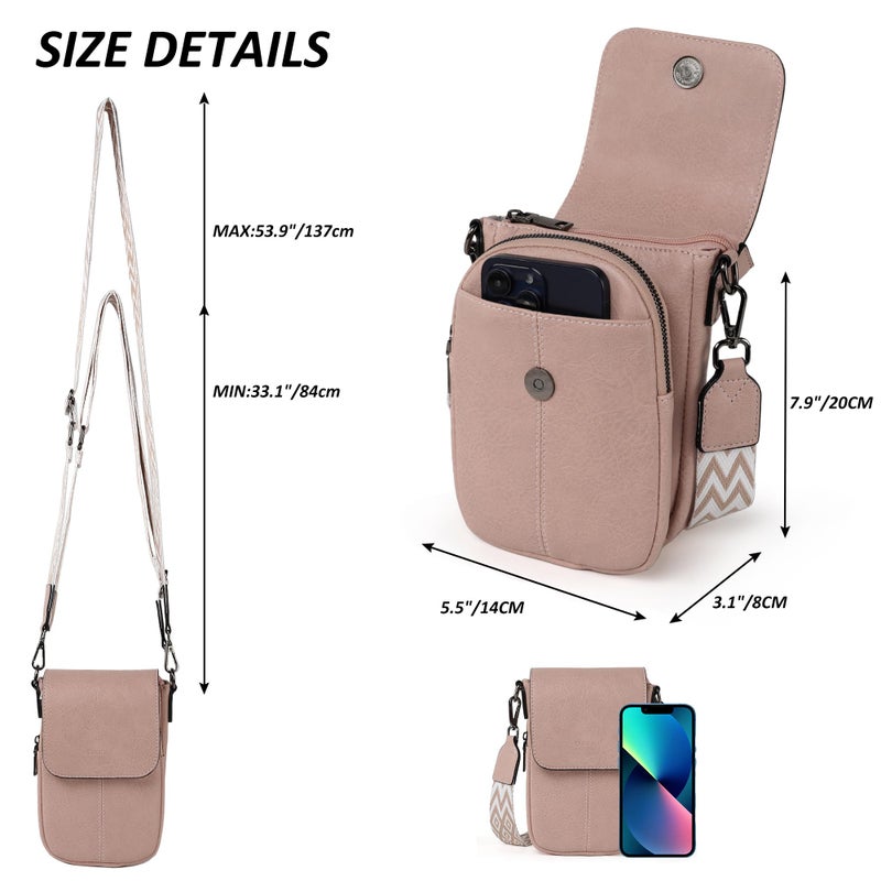 TANTOMI Small Crossbody Bags for Women, Small Purses with Card Slots Phone Purse Wide Adjustable Strap (Dusty Pink) - Image 4