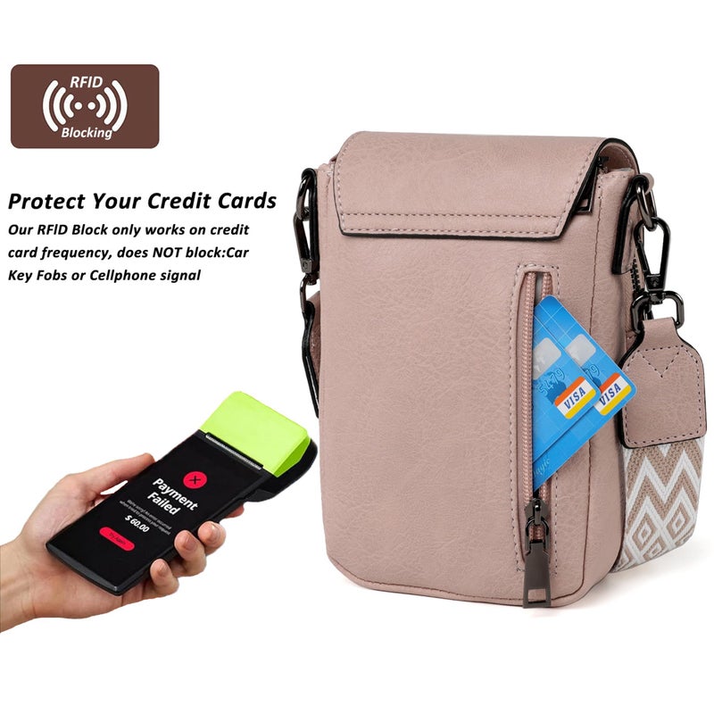 TANTOMI Small Crossbody Bags for Women, Small Purses with Card Slots Phone Purse Wide Adjustable Strap (Dusty Pink) - Image 3