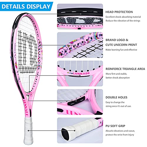 LUNNADE Tennis Racket for Kids Junior, 19/21/23/25 Inch Youth Tennis Racquet with Cover, Suitable for Beginner Boys and Girls Age 3-12 - Image 2