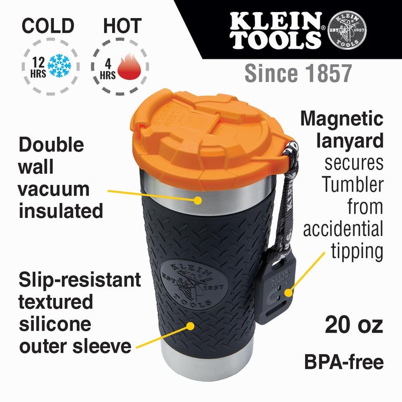 Klein Tools 80062 Backpack Tool Kit with Tradesman Pro 21-Pocket Backpack, Insulated Tumbler and Leather Key-Chain, 3-Piece - Image 3