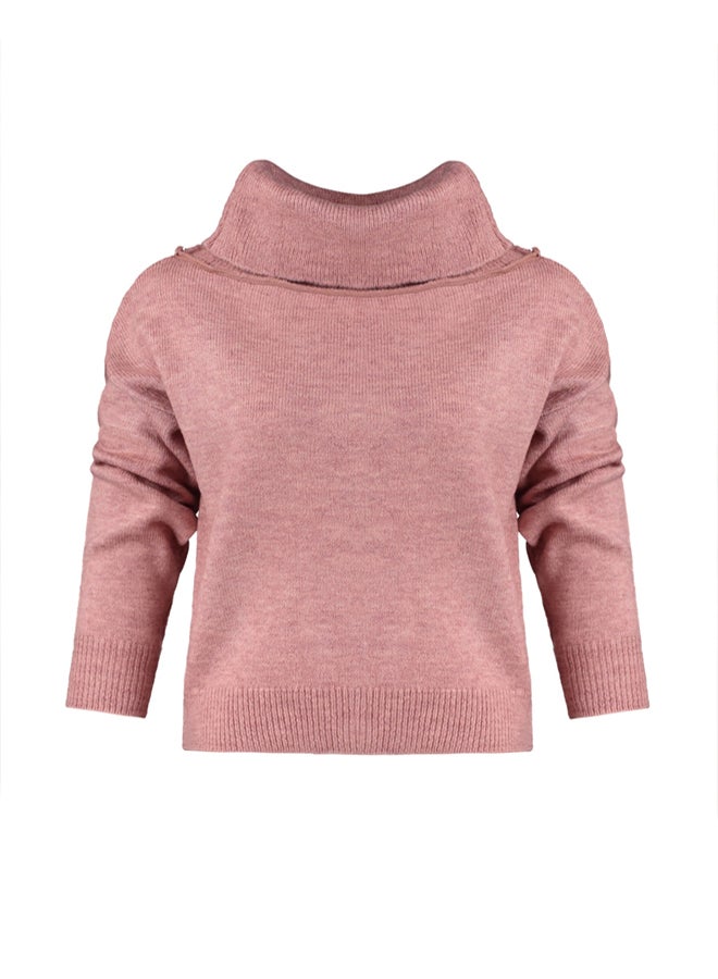 trendyol Pale Pink Soft Textured Carmen Collar Knitwear Sweater - Image 5