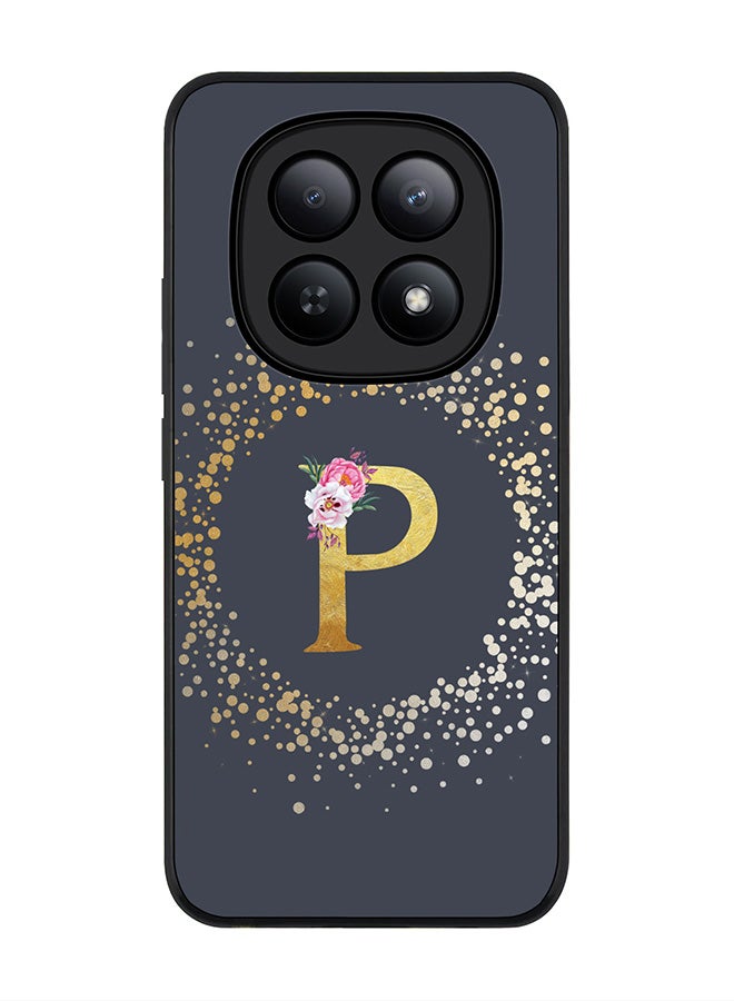 For Xiaomi Redmi Note 15 5G / Poco M8 Case,Slim fit Camera Protection, Shockproof Thin Phone cover  - Custom Monogram Floral - P  (Grey )