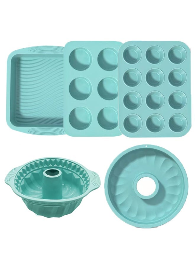 هومستر قائمة المنتجات ذات الصلة 5 قطع السيليكون الخبز وعاء مجموعة, مجموعة الخبز غير اللاصق لفرن المطبخ, قوالب كعكة السيليكون, جولة / مربع كعكة وعاء, ورقة الخبز وعاء, الدونات المافين وعاء - Image 1