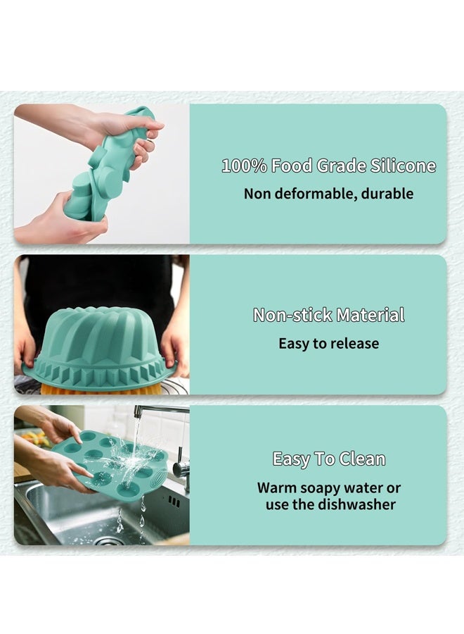 هومستر قائمة المنتجات ذات الصلة 5 قطع السيليكون الخبز وعاء مجموعة, مجموعة الخبز غير اللاصق لفرن المطبخ, قوالب كعكة السيليكون, جولة / مربع كعكة وعاء, ورقة الخبز وعاء, الدونات المافين وعاء - Image 4