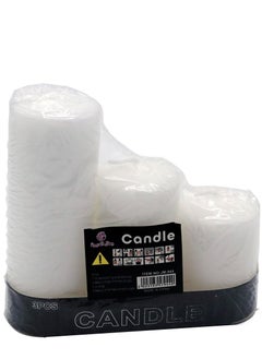 Candle Set of 3 candles in three different sizes 16 cm, 10 cm, 8 cm white  - Image 1