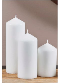 Candle Set of 3 candles in three different sizes 16 cm, 10 cm, 8 cm white  - Image 2