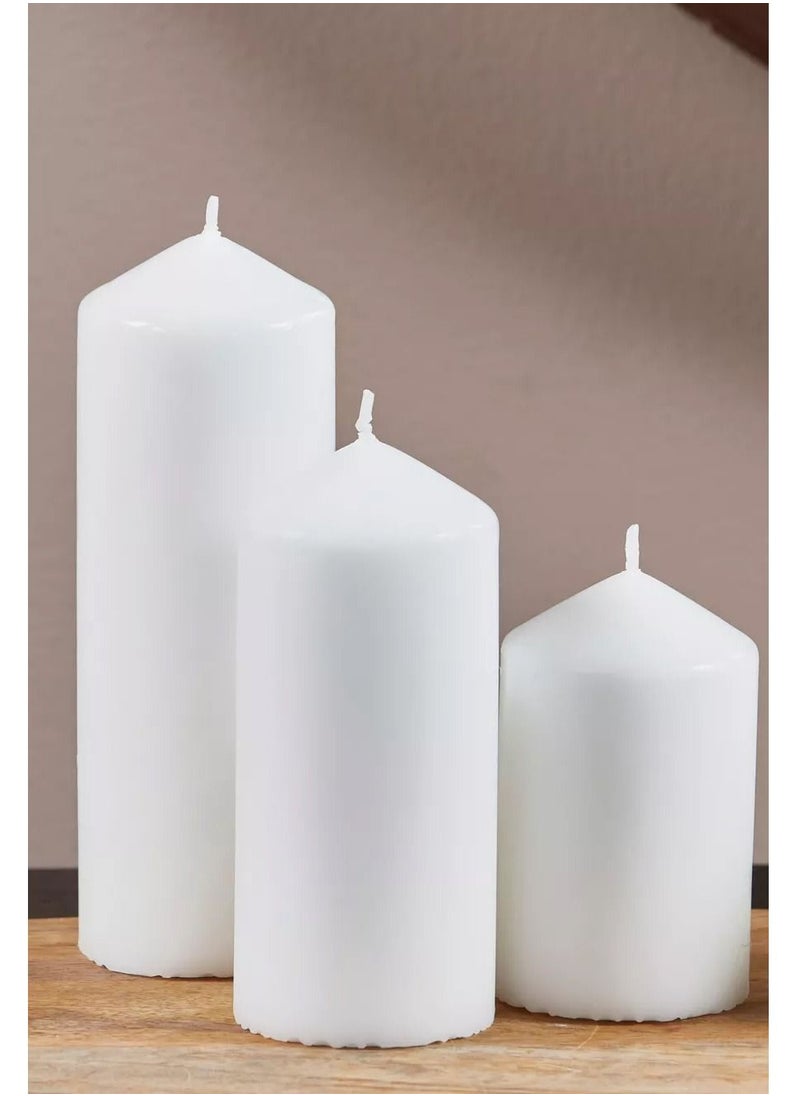 Candle Set of 3 candles in three different sizes 16 cm, 10 cm, 8 cm white  - Image 2
