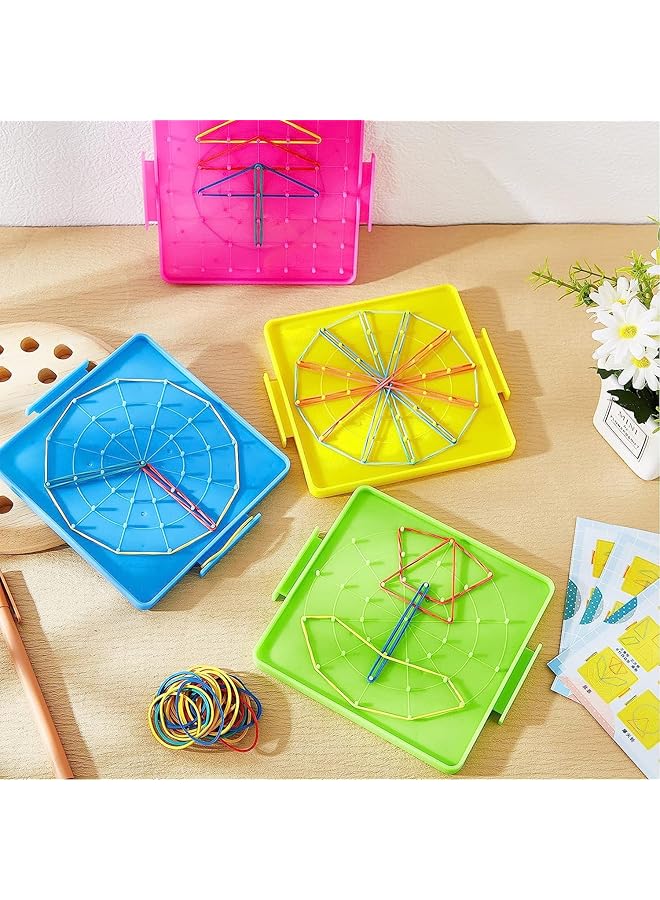 إيروريكس لوحة هندسية تعليمية رياضية رسومية ذات وجهين مكونة من مجموعة مكعبات هندسية مع أشرطة مطاطية وأدوات تعليمية للهندسة مكونة من 12 قطعة - Image 5