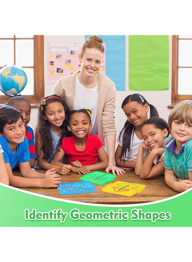 إيروريكس لوحة هندسية تعليمية رياضية رسومية ذات وجهين مكونة من مجموعة مكعبات هندسية مع أشرطة مطاطية وأدوات تعليمية للهندسة مكونة من 12 قطعة - Image 4