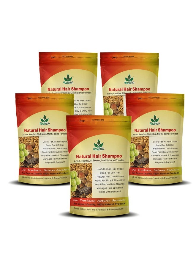 Havintha - Natural Hair Shampoo With Herbal Amla Reetha Shikakai And Methi Dana Powder For Men & Women, Totally Organic - 227Gm (Pack Of 5) - Image 1