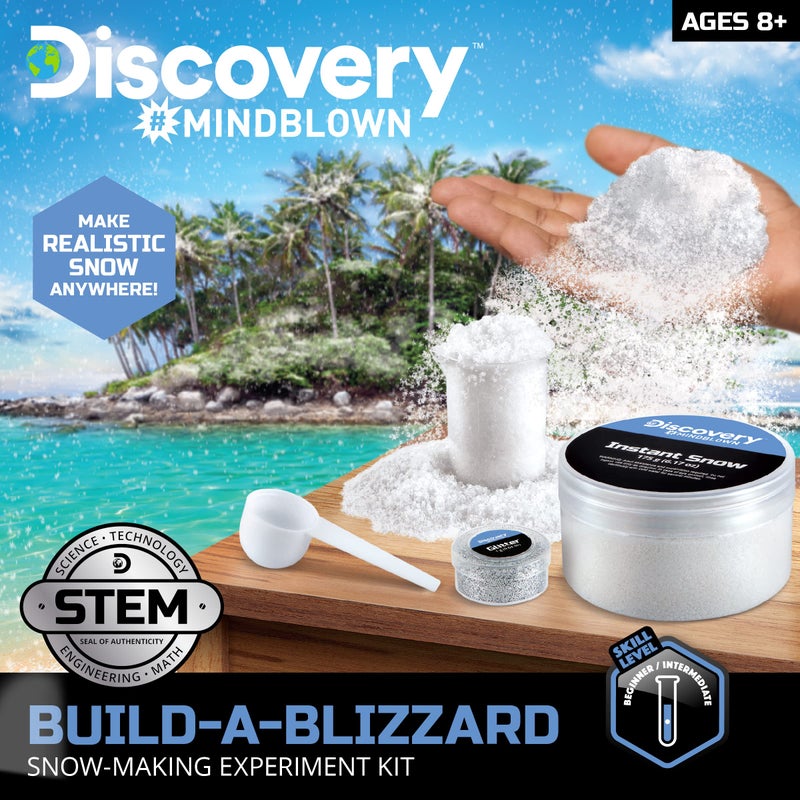 Discovery Kids Discovery #Mindblown Build-A-Blizzard Snow Making Experiment Set, Instantly Create Lifelike Snow, Non-Toxic and Safe, Just Add Water, Includes Glitter and Beaker, Fun Science Kit for Kids Ages 6+ - Image 2